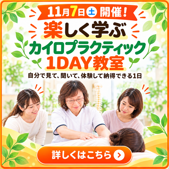 11月7日開催 楽しく学ぶカイロプラクティック1DAY教室